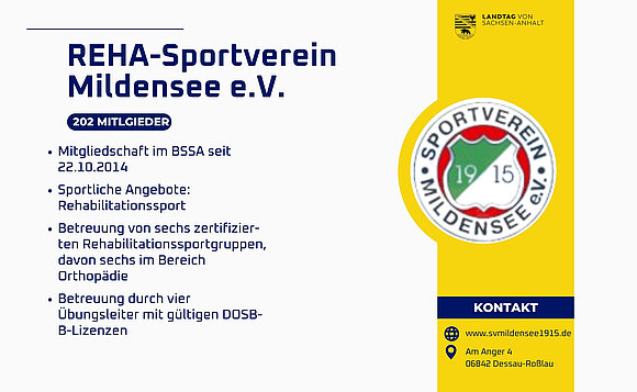 Gruppenfoto Landtagspräsident, REHA-Sportverein Mildensee e.V. und BSSA.